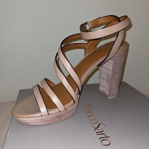 Franco Sarto Maryann strappy leather block heel sandal, US 5.5